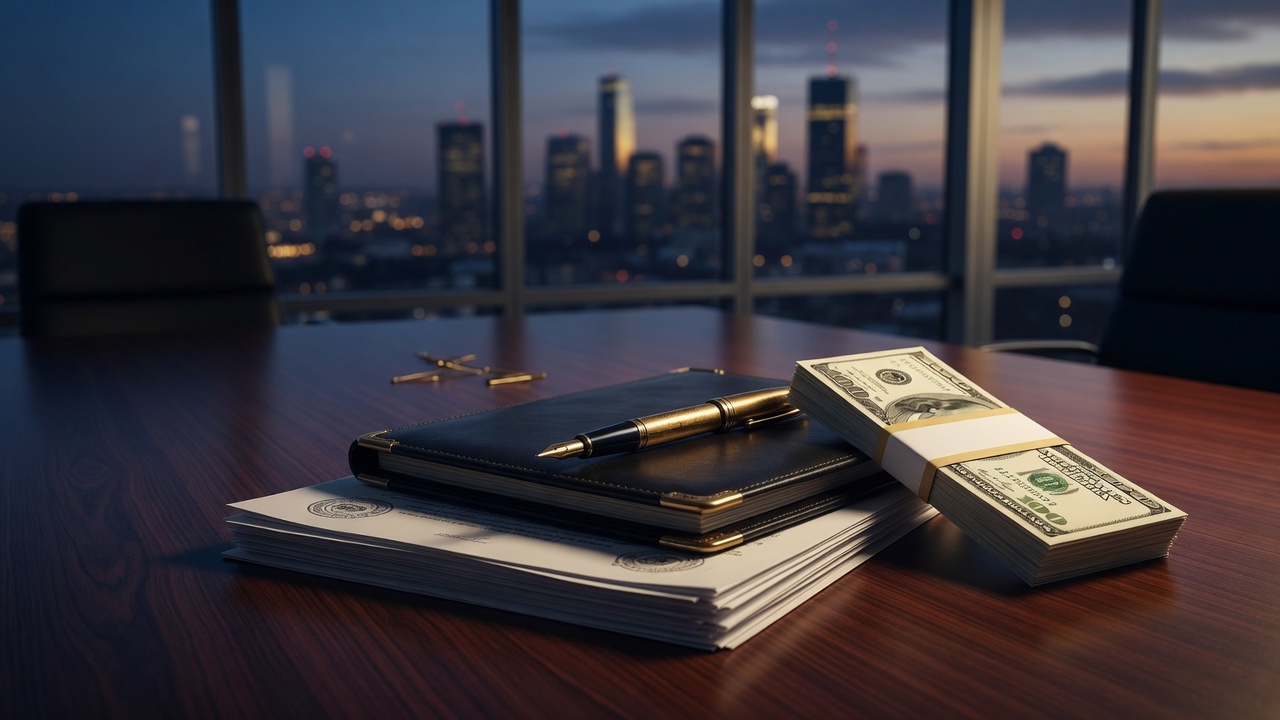 Capital and loan documents on a conference table, representing commercial funding